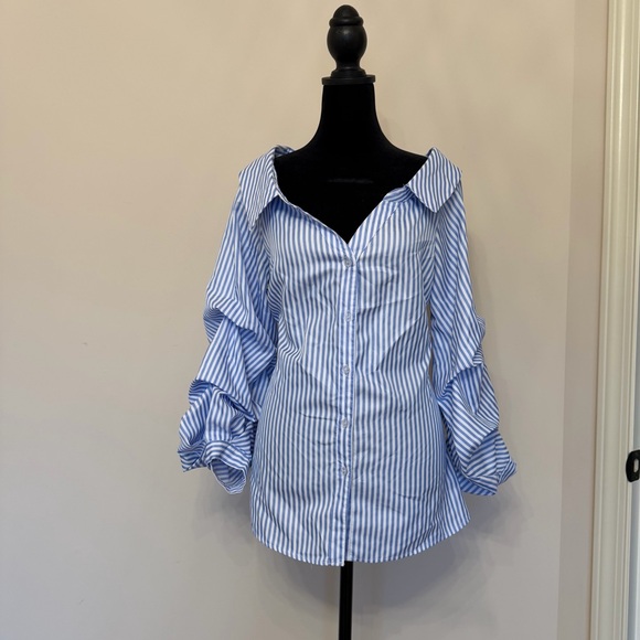 Lulus Tops - Lulu's Blue and White Striped Blouse